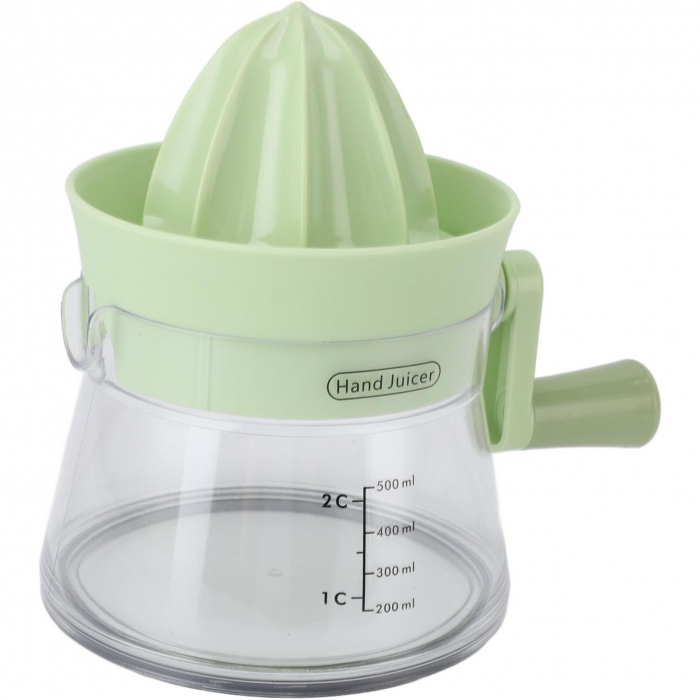 Storcator de Citrice Manual, Flippy, Rezistente, Usor de Folosit si Depozitat, Durabil, Calitativ, 16.5x13cm, Transparent/ Verde [1]
