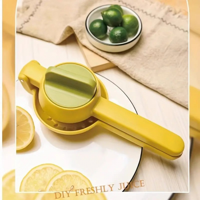 Storcator manual citrice, Flippy, pentru lamai, portocale, cu actiune dubla, usor de utilizat, material ABS rezistent, 8x10x22 cm, Galben [3]