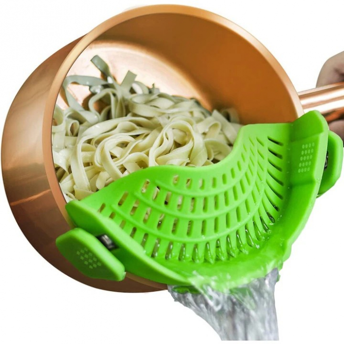 Strecurator Filtru pentru Vase, Flippy, din Silicon Rezistent la Temperaturi Inalte, Universal, Paste, Legume, Fructe, 23x12.5x6.7 cm Verde [3]