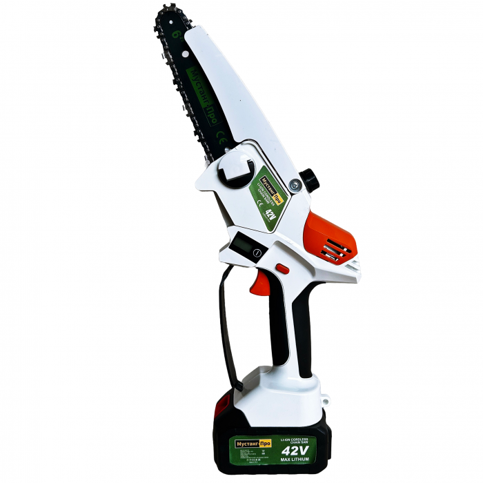 *Super oferta* Mini fierastrau Mustang, 2 acumulatori, 42 V, 8Ah, 3 lanturi, 2 lame, rezervor ulei, afisaj led, sistem ungere lant, lama 15 cm [3]