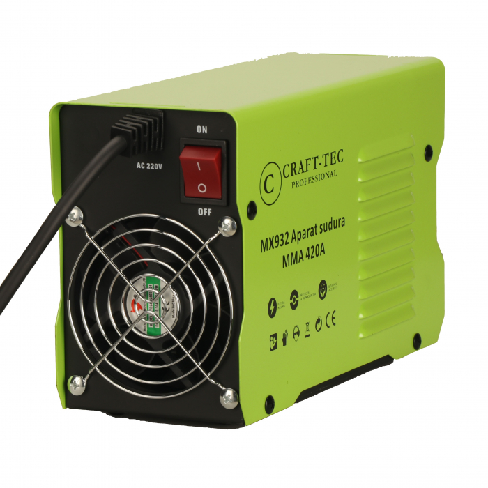 *Deteriorat* Invertor de sudura 420 A, Craft-tec MMA, electrod 1.6 - 5 mm, protectie supraincalzire, ventilator de racire [6]