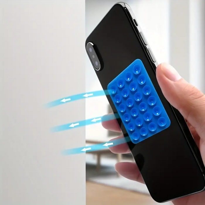 Suport Adeziv Universal, Flippy, pentru Telefon/Tableta, cu 24 Ventuze, potrivit pentru Tik-Tok/Selfie/Vizionare Video, din Silicon, 8 x 5.5 x 1 cm, Albastru [3]