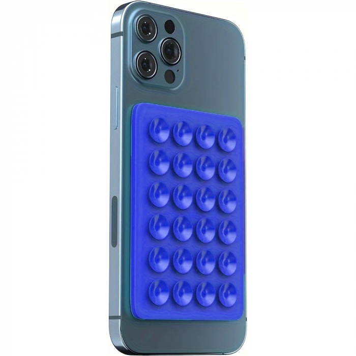 Suport Adeziv Universal, Flippy, pentru Telefon/Tableta, cu 24 Ventuze, potrivit pentru Tik-Tok/Selfie/Vizionare Video, din Silicon, 8 x 5.5 x 1 cm, Albastru [1]