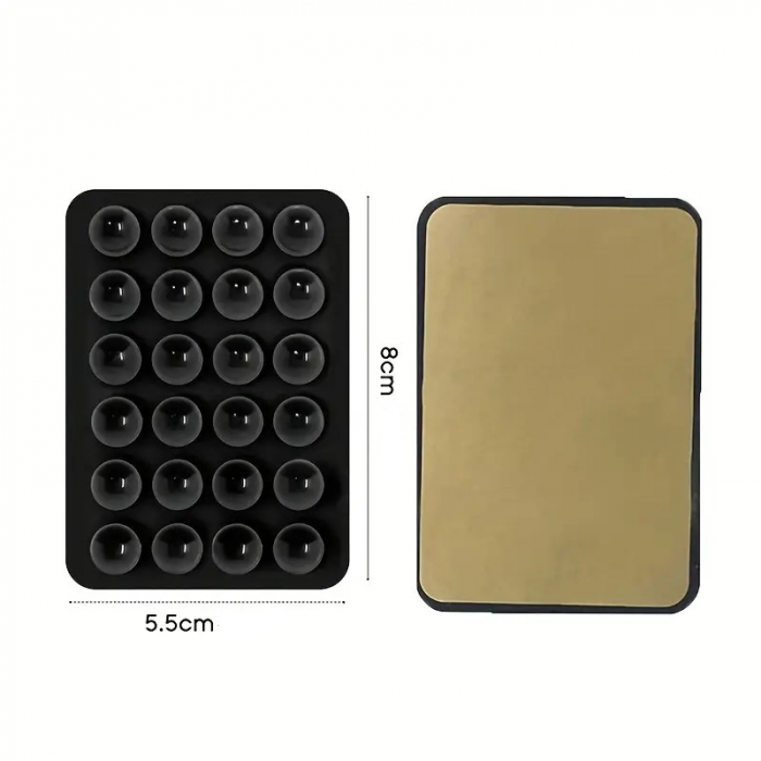 Suport Adeziv Universal, Flippy, pentru Telefon/Tableta, cu 24 Ventuze, potrivit pentru Tik-Tok/Selfie/Vizionare Video, din Silicon, 8 x 5.5 x 1 cm, Negru [10]