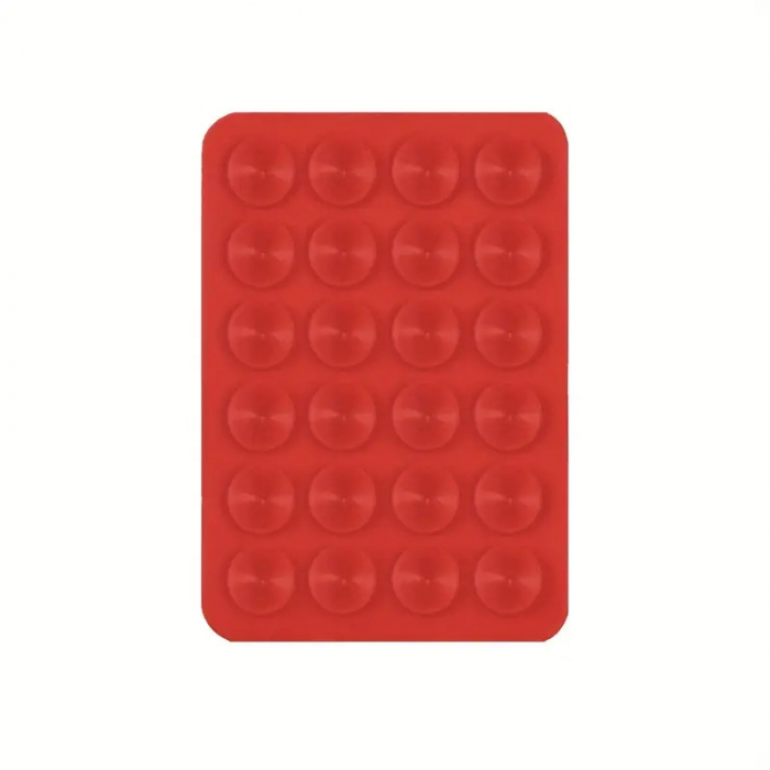 Suport Adeziv Universal, Flippy, pentru Telefon/Tableta, cu 24 Ventuze, potrivit pentru Tik-Tok/Selfie/Vizionare Video, din Silicon, 8 x 5.5 x 1 cm, Rosu [3]