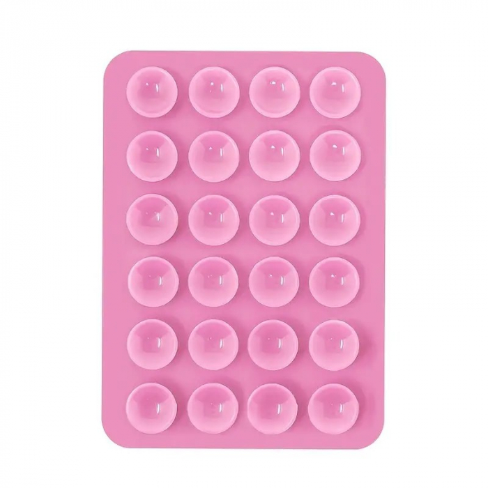 Suport Adeziv Universal, Flippy, pentru Telefon/Tableta, cu 24 Ventuze, potrivit pentru Tik-Tok/Selfie/Vizionare Video, din Silicon, 8 x 5.5 x 1 cm, Roz [4]