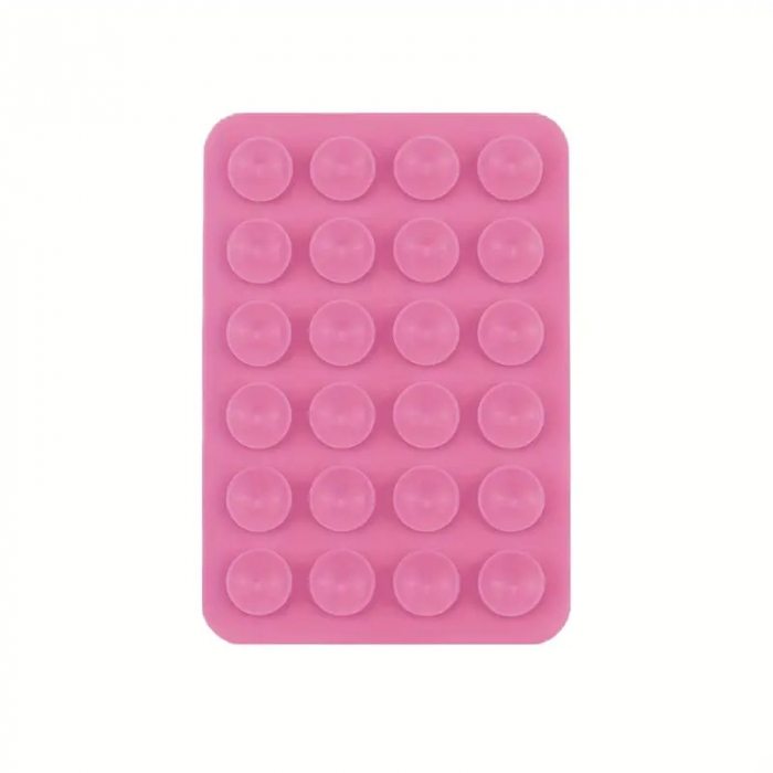 Suport Adeziv Universal, Flippy, pentru Telefon/Tableta, cu 24 Ventuze, potrivit pentru Tik-Tok/Selfie/Vizionare Video, din Silicon, 8 x 5.5 x 1 cm, Roz [2]