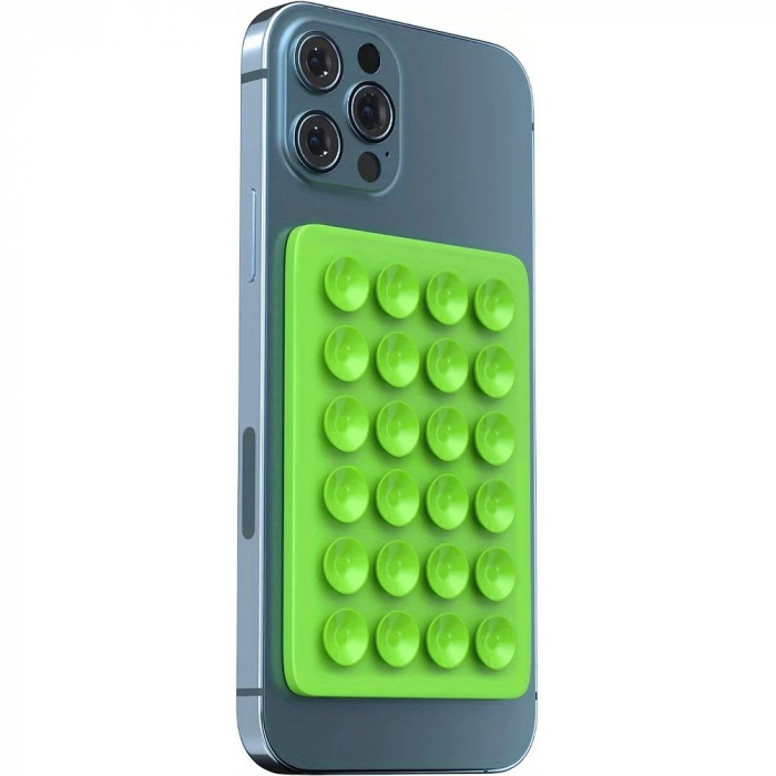 Suport Adeziv Universal, Flippy, pentru Telefon/Tableta, cu 24 Ventuze, potrivit pentru Tik-Tok/Selfie/Vizionare Video, din Silicon, 8 x 5.5 x 1 cm, Verde [5]