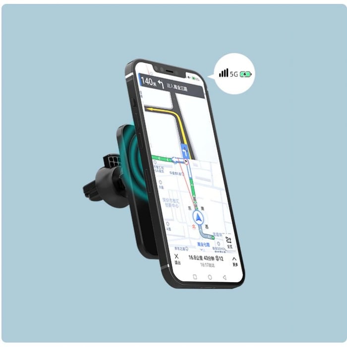 Suport auto cu incarcare wireless tip Magsafe 15W, Flippy, compatibil iPhone, Negru [5]