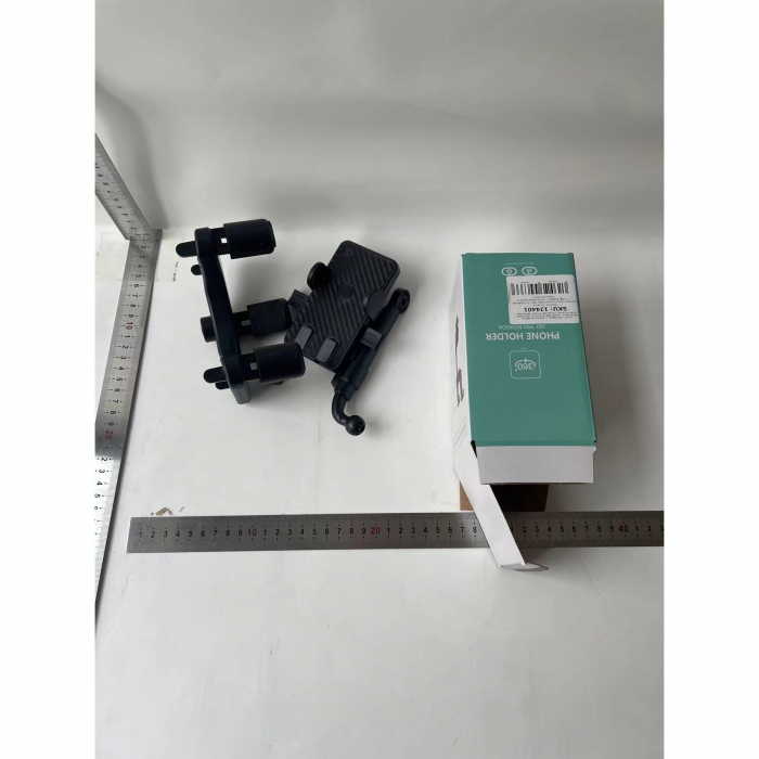 Suport auto Flippy cu atasare la oglinda retrovizoare, rotativ 360 de grade și retractabil, multifuncțional, compatibil cu toate telefoanele mobile, Finisaj Carbon, Negru [7]