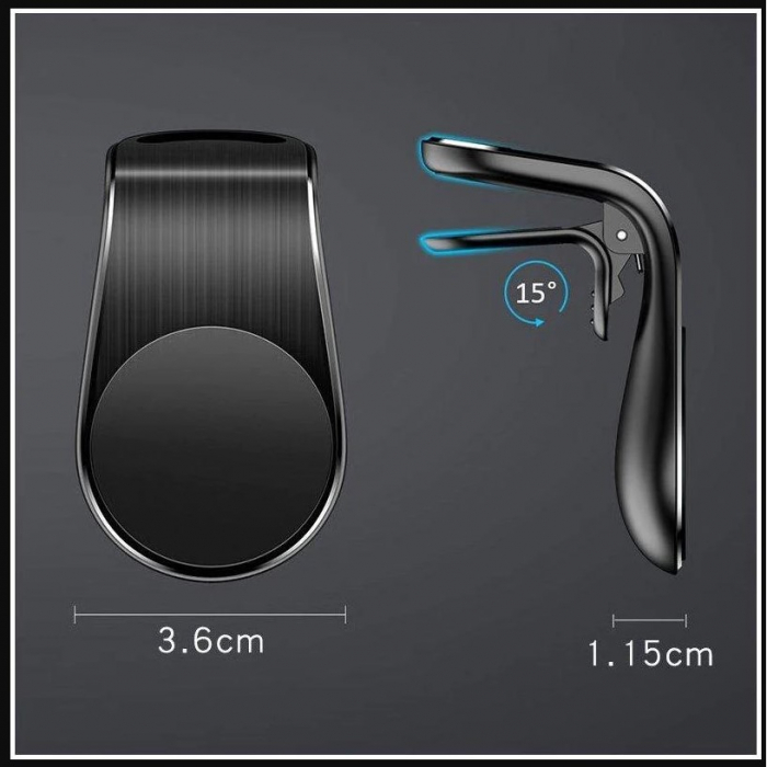 Suport auto Flippy, cu magneti puternici neodim, pentru telefon, tableta, gps, cu prindere pe grila de ventilatie, Negru [2]