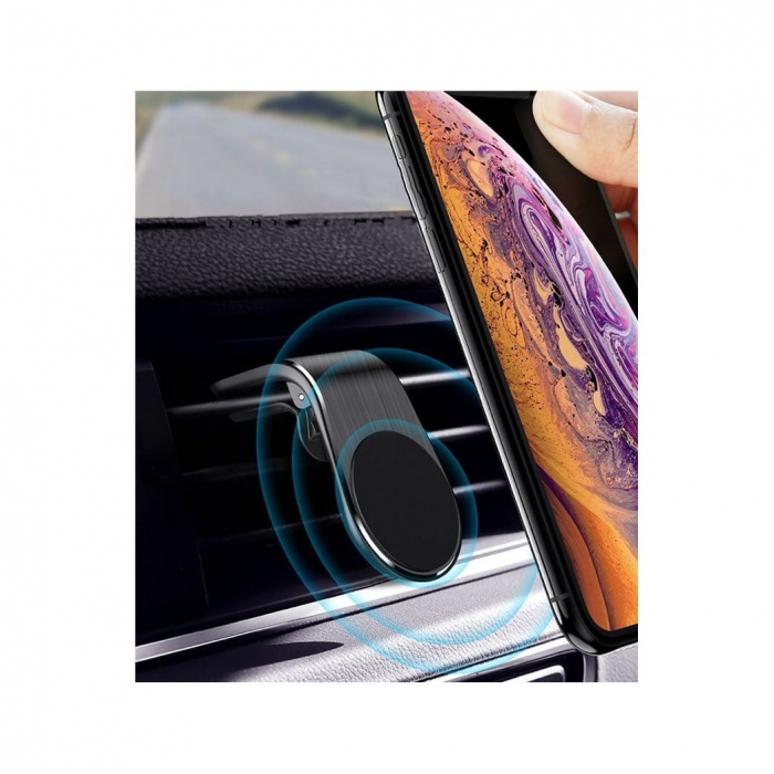 Lichidare Suport auto Flippy, cu magneti puternici neodim, pentru telefon, tableta, gps, cu prindere pe grila de ventilatie, Negru [4]