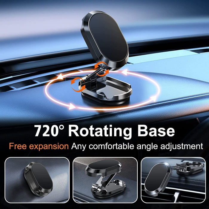 Suport auto magnetic multifuncțional Flippy, Universal, compatibil cu toate dimensiunile de telefon, negru [4]