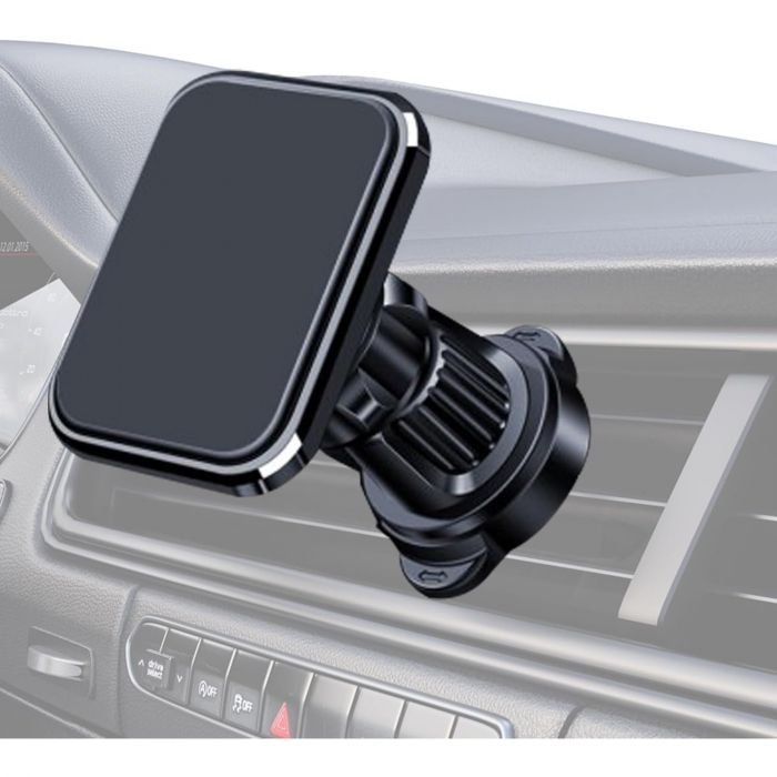 Suport Auto pentru Telefon, Flippy, MagSafe, cu Magnet, Prindere Grila de Ventilatie, Detalii Fine, Rotativ 360 de Grade, Plastic Magnet Silicon, 5.1x3.9 cm, Negru [11]
