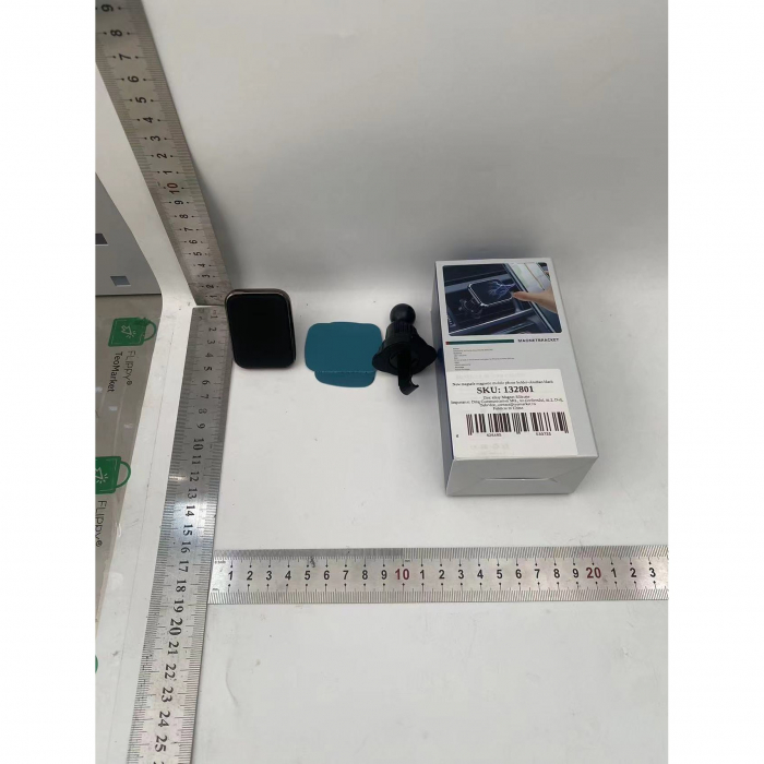 Suport Auto pentru Telefon, Flippy, MagSafe, cu Magnet, Prindere Grila de Ventilatie, Detalii Fine, Rotativ 360 de Grade, Plastic Magnet Silicon, 5.1x3.9 cm, Negru Argintiu [2]