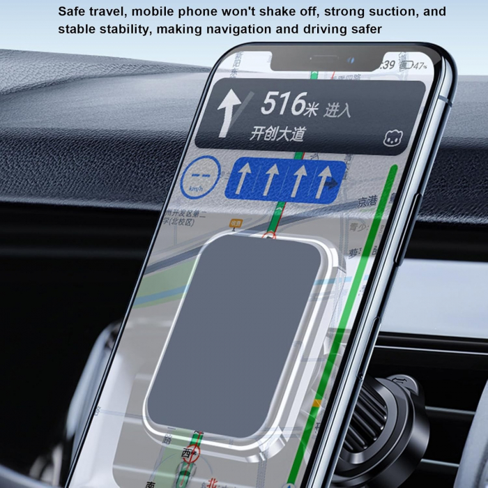 * LICHIDARE STOC * Suport Auto pentru Telefon, Flippy, MagSafe, cu Magnet, Prindere Grila de Ventilatie, Detalii Fine, Rotativ 360 de Grade, Plastic Magnet Silicon, 5.1x3.9 cm, Negru Argintiu - [11]