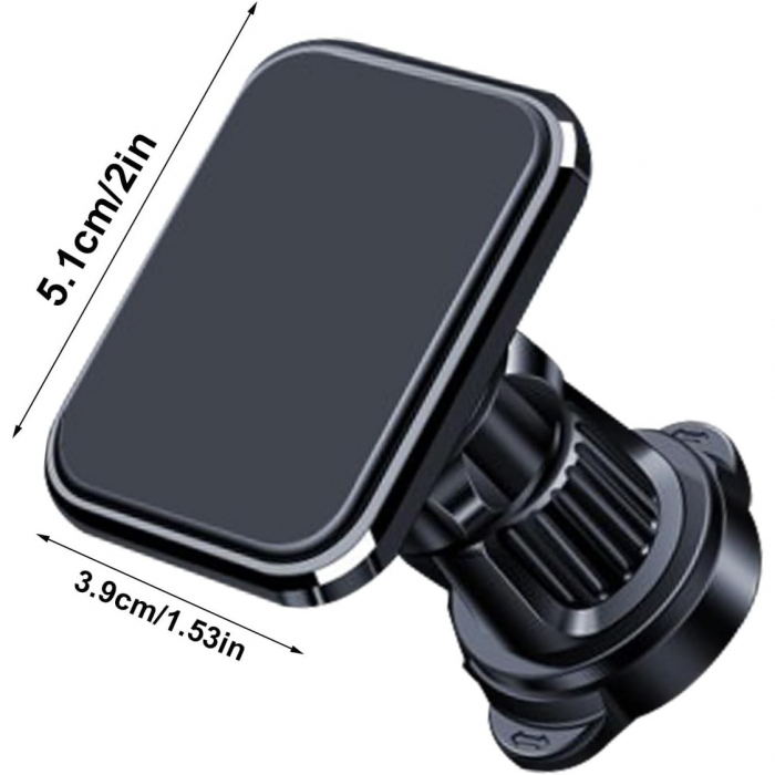 Suport Auto pentru Telefon, Flippy, MagSafe, cu Magnet, Prindere Grila de Ventilatie, Detalii Fine, Rotativ 360 de Grade, Plastic Magnet Silicon, 5.1x3.9 cm, Negru [6]