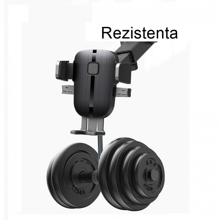 Suport Auto Telefon Flippy, Prindere Grila Ventilatie, Tija Fixare Reglabila, Rotativ 90 grade, Design Modern, Detalii Fine, Material Plastic si Silicon, 11 x  8.5 cm, Model 2, Negru [4]