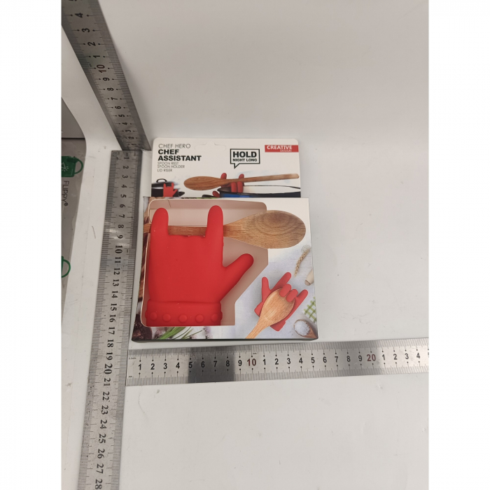 Suport Capac Anti- Varsare, Suport Lingura pentru Oala, Flippy, Model in Forma de Deget, din Silicon, Rosu [9]