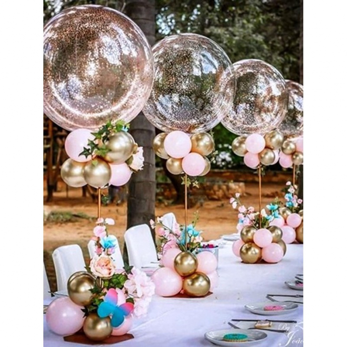 Suport de Masa pentru Baloane, Flippy, Accesoriu Decorativ, din Plastic, 70 cm, Transparent [3]