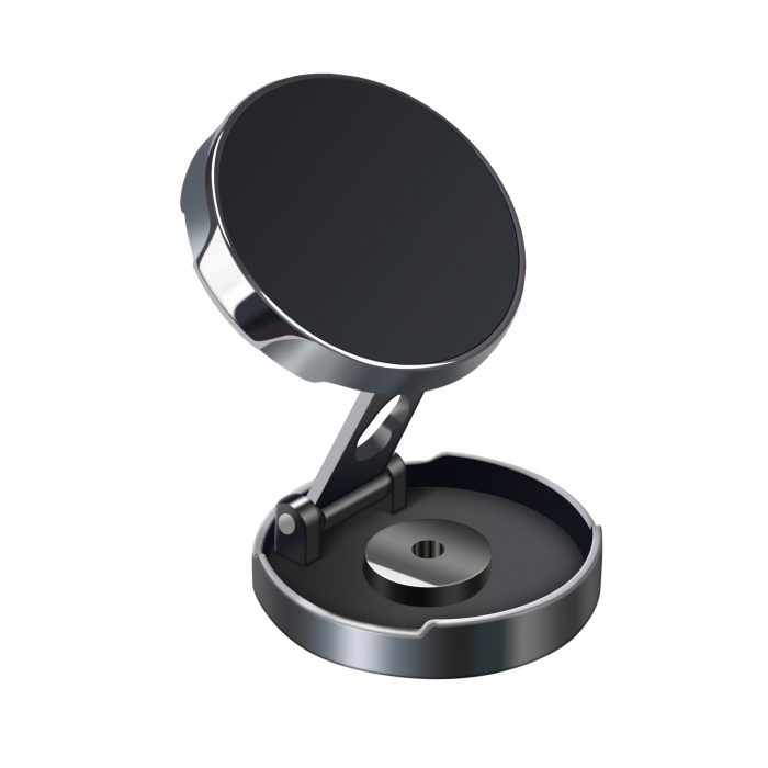 Suport de Telefon, Flippy, cu Adeziv, din ABS si Magnet, Pliabil, Diametru 4.4 cm, Universal, Negru [1]