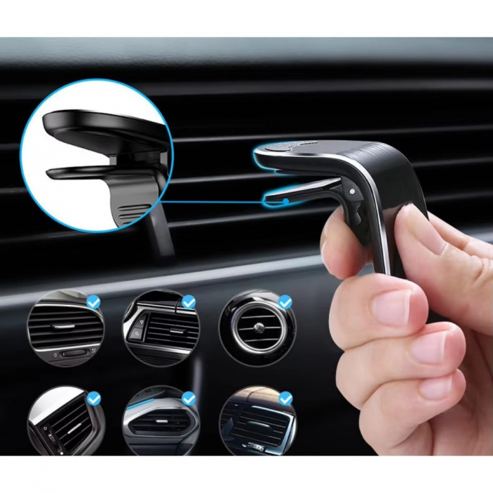 Suport de Telefon, Flippy, pentru Ventilatie, din ABS si Magnet, 3.8 x 3.7 x 6.2 cm, Universala, Rosu [3]