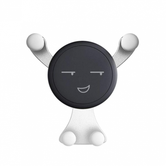 Suport de Telefon, Flippy, pentru Ventilatie, din ABS si Silicon, 11 x 10 x 4 cm, pentru Telefon 4.0 - 6.0 inch, Model Smiley Face, Argintiu [1]