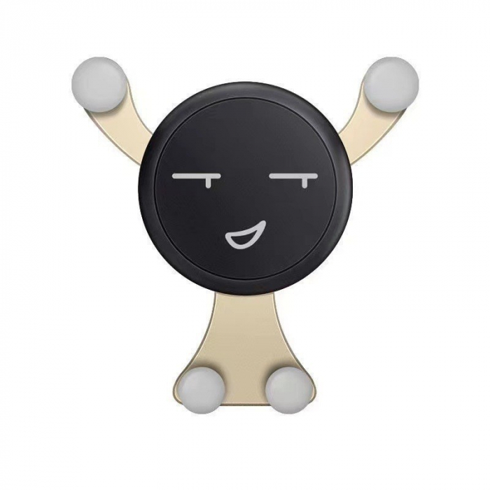 Suport de Telefon, Flippy, pentru Ventilatie, din ABS si Silicon, 11 x 10 x 4 cm, pentru Telefon 4.0 - 6.0 inch, Model Smiley Face, Auriu [1]