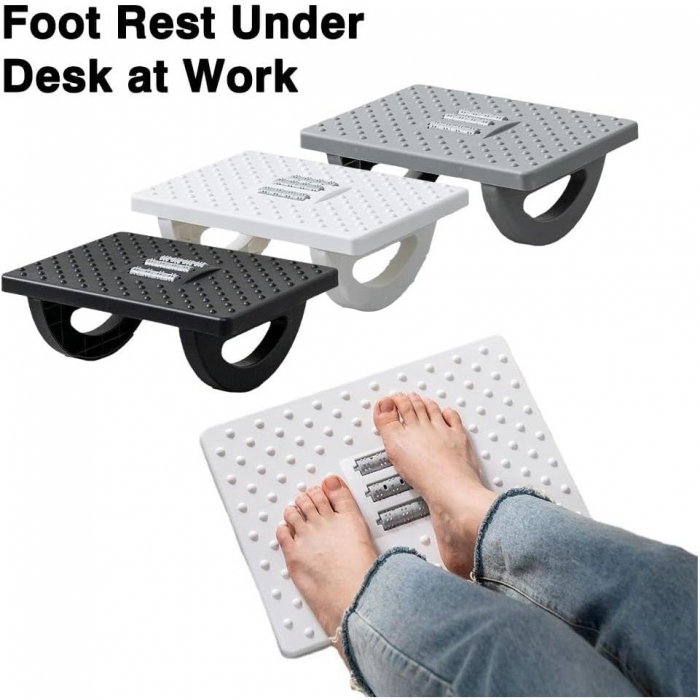 Suport Ergonimic pentru Picioare, Flippy, Plastic, cu Role de Masaj pentru Talpi, pentru Birou, Usor de Transportat, Detasabil, 33.5x24x12 cm, Negru [3]