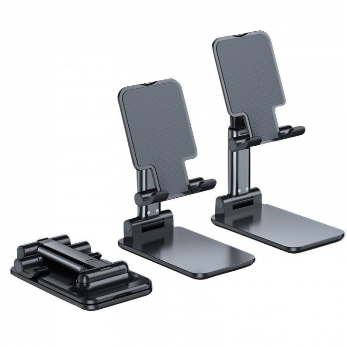 Lichidare Suport extensibil de birou, Flippy, cu brat telescopic, pentru smartphone sau tableta, pliabil, Universal, Negru [3]