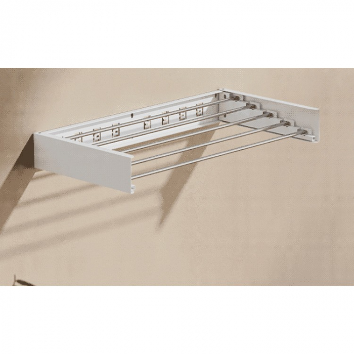 Suport Haine, Flippy, Depozitare si Uscare Rufe, din Aluminiu, Pliabil, Impermeabil, Montare prin Perforare, 80 cm, Alb [6]