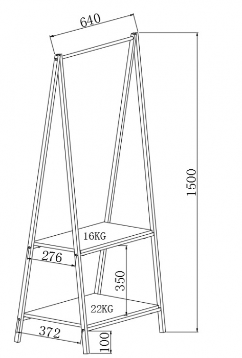 Suport haine metalic Herning, stejar alb si alb, 64x40x150 cm [7]