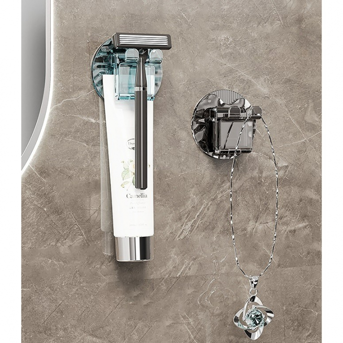 Suport Multifunctional 2 in 1, Pahar si Suport pentru Periuta de Dinti, Flippy, Plastic, Dimensiune: 10.4 x 7.3 x 7.3 cm, Gri [7]