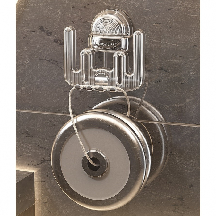 Suport Multifunctional Dublu, Pahar si Suport pentru Periuta de Dinti, Flippy, Plastic, 11 cm x 11.5 cm, Transparent [9]