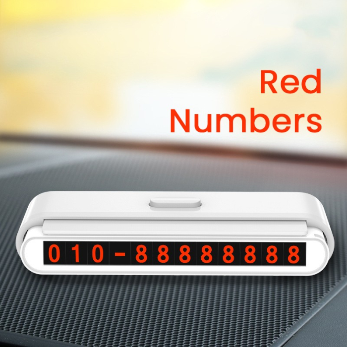 Suport Numar de Telefon pentru Parcare Auto, Flippy, Suport pentru Numarul de telefon, Banda glisanta pentru Ascundere, Banda Adeziva Inclusa, 120 x 48 x 24 mm, Cifre Rosii, Gri deschis [2]