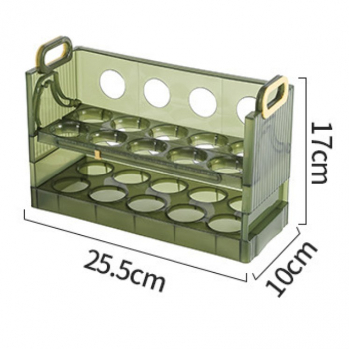 Suport Organizator pentru Oua, Flippy, pentru Frigider, Verde transparent, Capacitate 20 oua, Doua straturi, cu Data de Expirare, 25.5x10x17 cm [8]