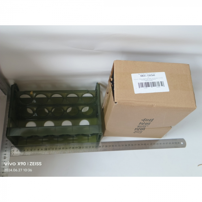 Suport Organizator pentru Oua, Flippy, pentru Frigider, Verde transparent, Capacitate 20 oua, Doua straturi, cu Data de Expirare, 25.5x10x17 cm [2]