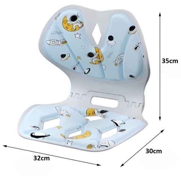 Suport pentru Scaun, Flippy, pentru Corectarea Posturii, Portabil, Pliabil, Ergonomic, Ameliorare Durere, Respirabil, 35x32x30 cm, Marime L, Model Rachete, Albastru [9]