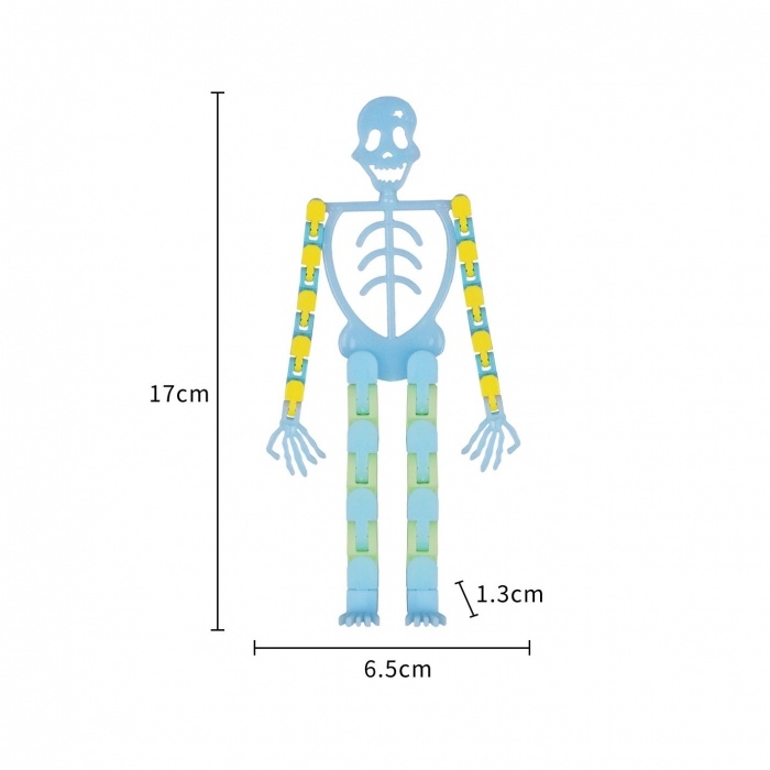 Suport pentru telefon mobil, jucarie de decompresie pentru adulti, tip schelet luminos de Halloween, albastru, lungime 17 cm [4]