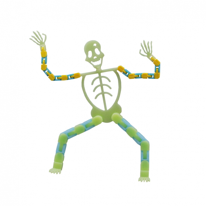Suport pentru telefon mobil, jucarie de decompresie pentru adulti, tip schelet luminos de Halloween, verde, lungime 17 cm [6]