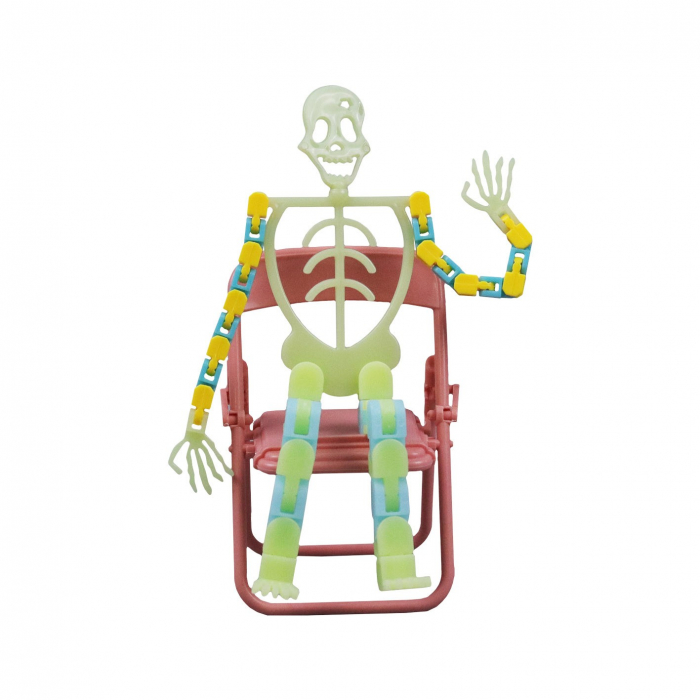 Suport pentru telefon mobil, jucarie de decompresie pentru adulti, tip schelet luminos de Halloween, verde, lungime 17 cm [7]