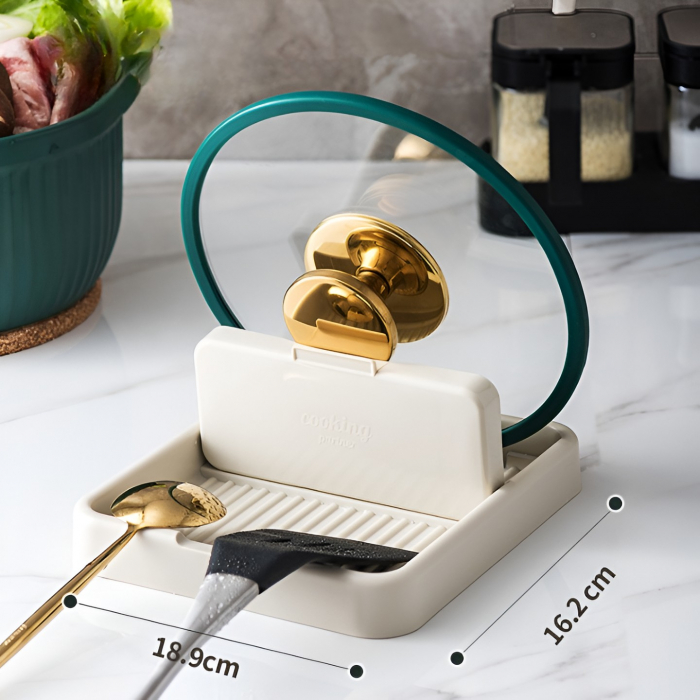 Suport Pliabil, Flippy, pentru Capace, Linguri, Multifunctional, Plasare pe Blatul de Bucatarie, 18.9x16.2x2.6 cm, Crem [4]