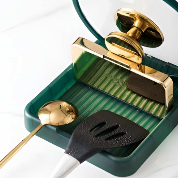 Suport Pliabil, Flippy, pentru Capace, Linguri, Multifunctional, Plasare pe Blatul de Bucatarie, 18.9x16.2x2.6 cm, Verde [5]