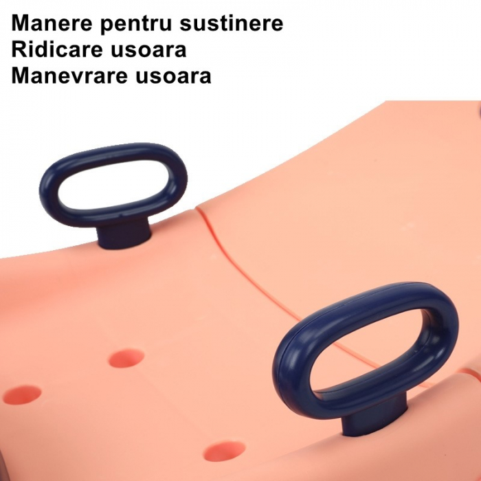 Suport Pliabil pentru Spalat Parul Flippy, Pentru Copii, 0 - 16 ani, cu Picioare Antialunecare, Material Polipropilena, Suport Cap Reglabil, cu Manere, 82 x 40 x 28 cm, Roz pal [6]