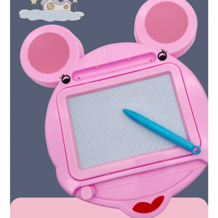 Tabla Magnetica pentru desen Flippy, Pix, forma Soricel, dimensiuni 23x26.5 cm, Dezvolta Creativitatea, Roz [6]