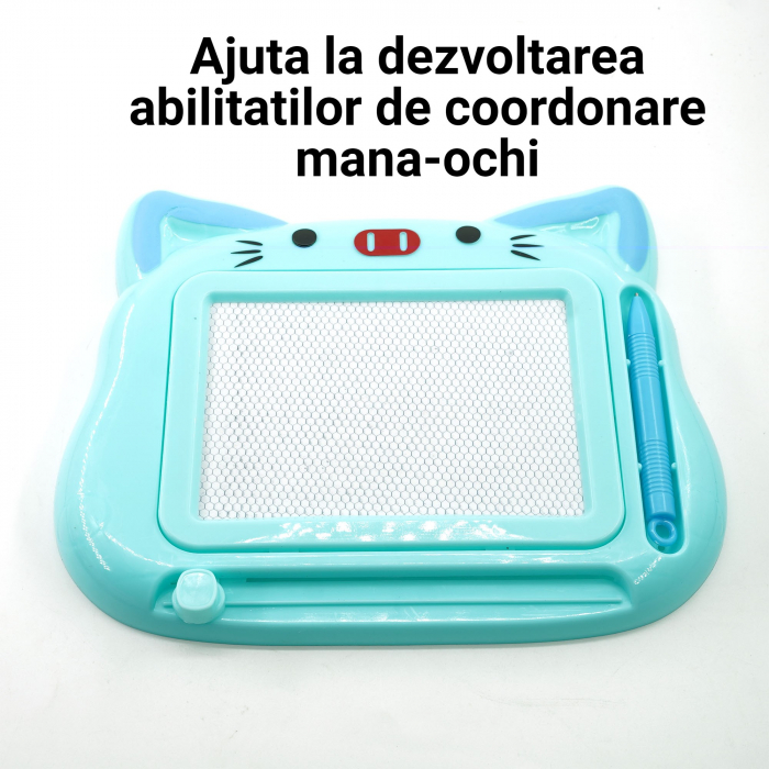 ! LICHIDARE DE STOC ! Tablita Magnetica de Scris si Desenat, Flippy, Model Pisica, cu Creion, Dimensiuni 23.2x18.5 cm, Suprafata Desen 14.6x10.4 cm, Dezvolta Imaginatia si Creativitatea, Incurajeaza E [3]