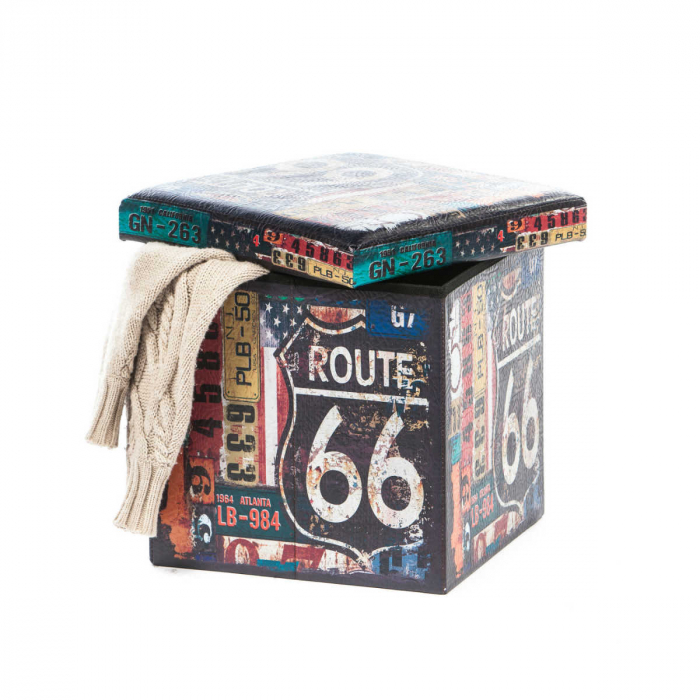 Taburet Design Route 66, multicolor, 38x38x37.5 cm [1]