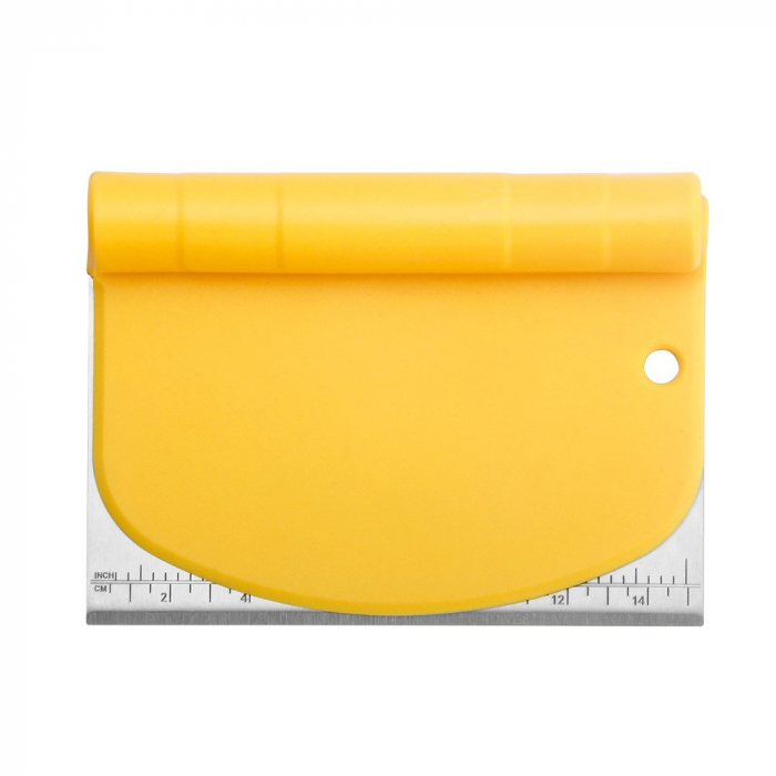 Taietor aluat 15 x 10.5 cm Flippy, 2 in 1, lama otel inoxidabil, maner din ABS, gradat, paleta plastic, galben [1]