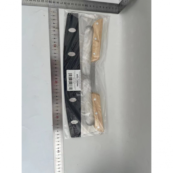 Taietor Feliator de Pizza, Flippy, din Otel Inoxidabil, cu Capac, Maner din Doua Bucatie, din Lemn, Antialunecare, Lama Neteda si Ascutita, 34x10 cm, Maro [2]