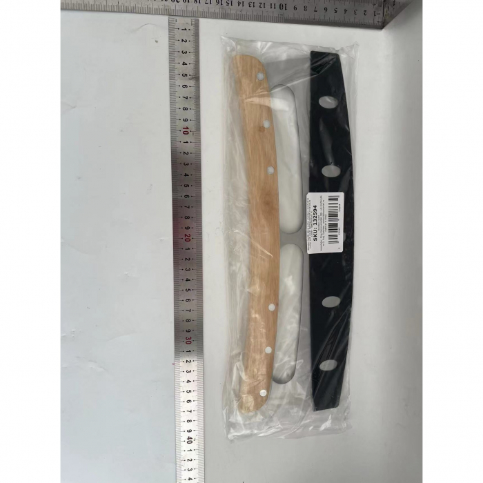 Taietor Feliator de Pizza, Flippy, din Otel Inoxidabil, cu Capac, Maner din Lemn, Antialunecare, Lama Neteda si Ascutita, 34x10 cm, Maro [2]